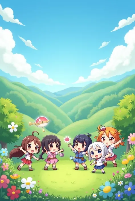 make an image about environmentalism using cute anime chibi girls