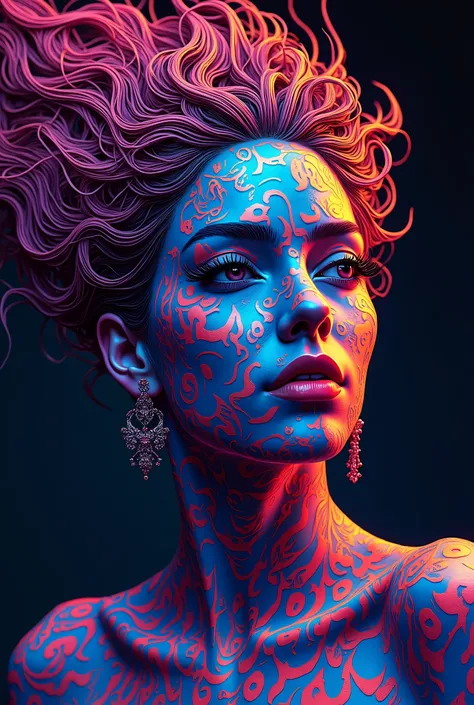 (masterpiece:1.2),(Highest quality),(Super detailed),(Ultra-high resolution),(Best illustrations),8k,wallpaper,(1 female),whole body,The theme is atonement,psychedelic,Neon color,Vector art,Layered textures,progressive,pop