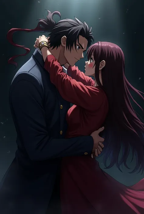 Image of Ruronua Zorro embraces Tamaio from anime killer of demons