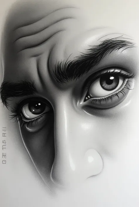 Charcoal sketch of only attractive eyes of men