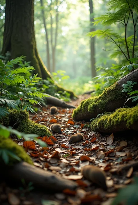 Forest Floor: A landscape photo of a typical forest floor where agoutis might be found.