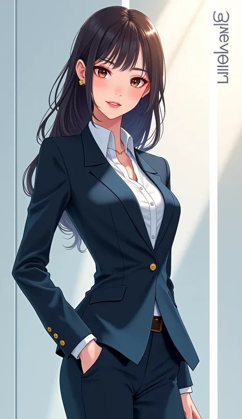 Korean comics。Beautiful female announcer。business suit