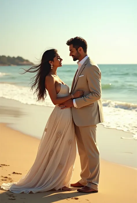 Beaufyful indian couples in beach in western dress4k HD