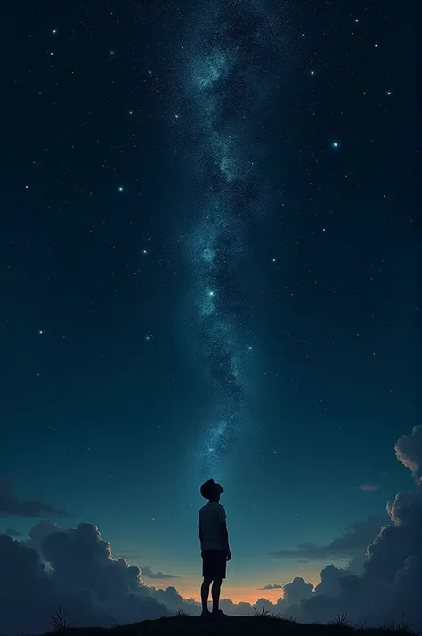 Image of a person looking at a vast starry sky, with a vision of distant dreams forming in the stars, symbolizing that dreams are for everyone.