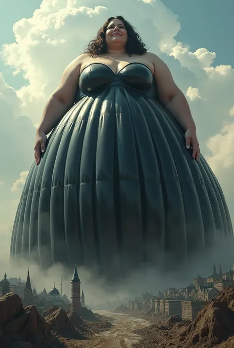 Sexy giantess witch black latex inflatable big balldress with inflatable horns she with her inflatable latex balldress Gigantic large inflated balldress She is so big She towers over the entire continents plump princess balldress Her plump balldress is so ...