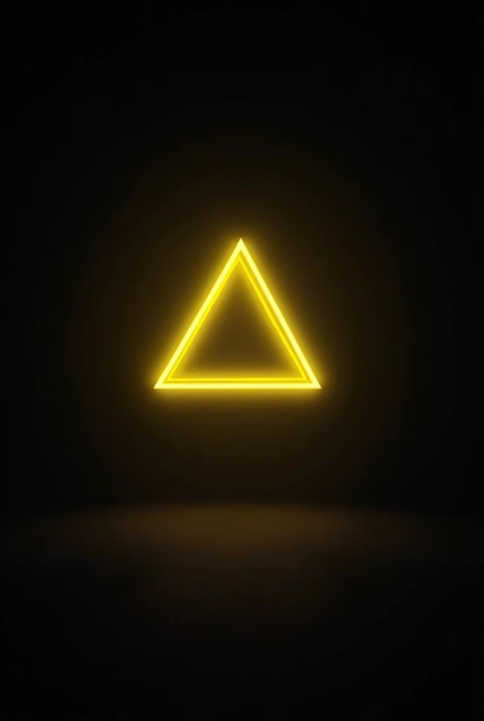 A yellow neon triangle in a black space