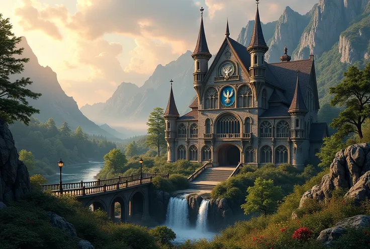 fantasy. medieval. fortress. in the heart of a medieval village, there is an enormous noble palace of Elvish construction; it is protected by a high wrought iron railing on bearing the coat of arms of a phoenix with wings spread. Beyond the gate you walk a...