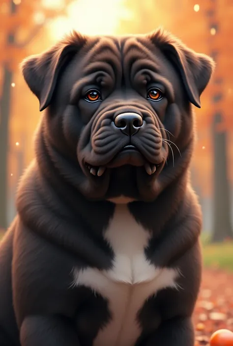 I want a picture of my dog to put in a nice place, Its breed is a cross between a chow choe and a sharpei., Her hair is almost all black, some parts are brown., and from his neck to his belly he is white, His little face is wrinkled, She is a female, and i...