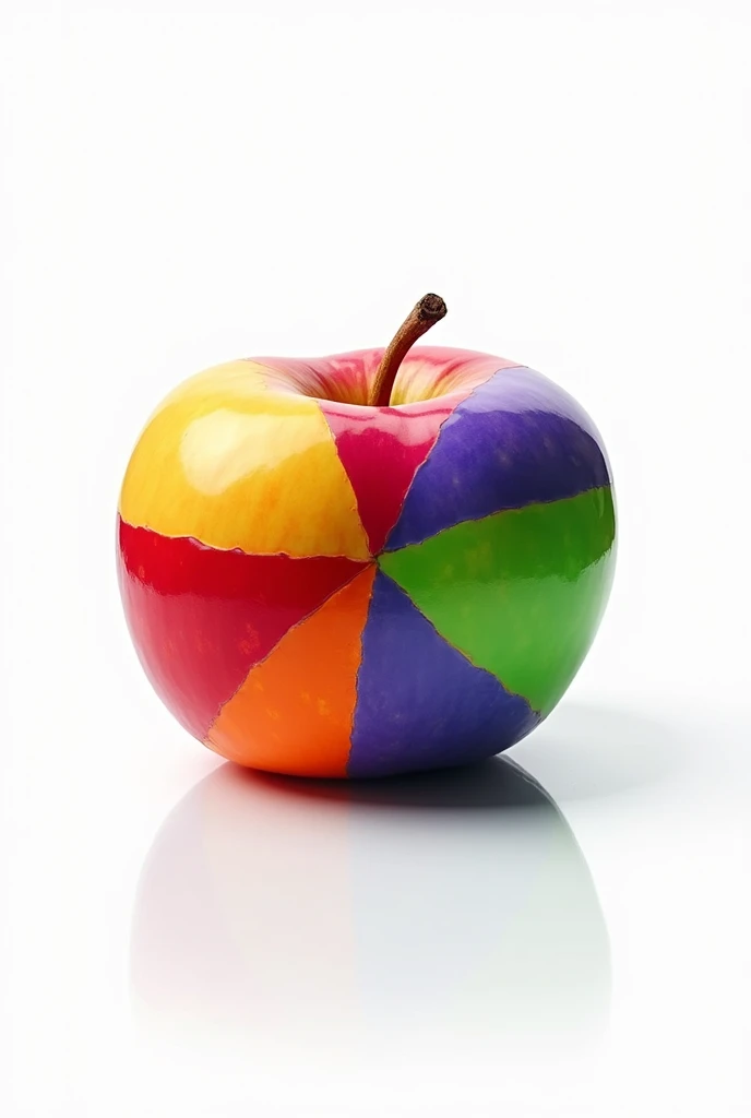 Create an image of an apple in various colors, that the colors are intense and the background is white. Let the image have good HD