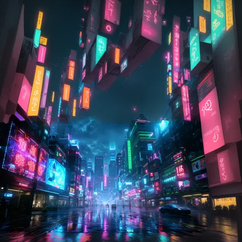 arafed city street with neon lights and people walking in the rain, rainy cyberpunk city, neon rainy cyberpunk setting, hyper realistic cyberpunk city, futuristic cyberpunk tokyo night, sci-fi cyberpunk city street, beautiful cyberpunk city, cyberpunk city...