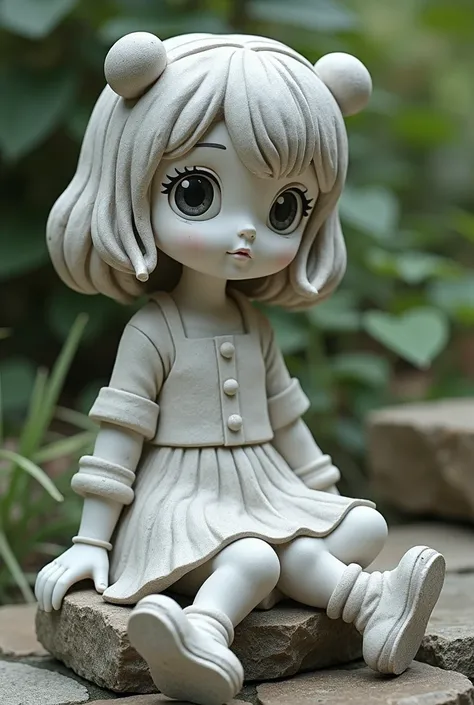 Cute anime girl stone statue
