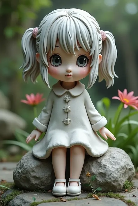 Cute anime girl stone statue
