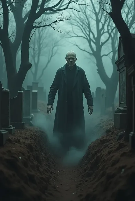 Cinematic horrific in cemetery Man died and resurrected 