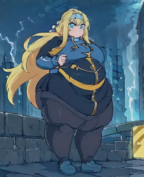 ((best quality, 4k, 8k, anime girl, masterpiece)), ((((beautiful extremely detailed face, beautiful eyes)))), glowing eyes, cinematic lighting, perfect anatomy, ((alice synthesis thirty)), (((chubby, SSBBW, very obese, very wide waist, thick waist, round b...