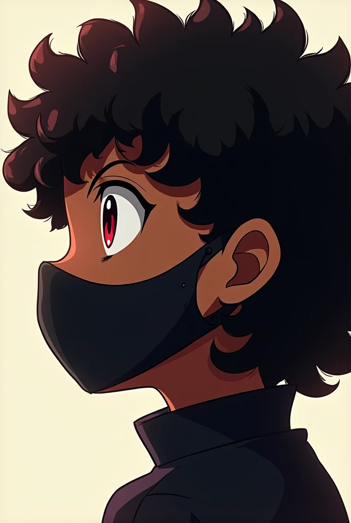 Create for me an image in the style of Boku no hero art of a black female character with shoulder-length hair in a curly black-red style with black roots, Face only image for profile , but not a thin face she is a little chubby . In the style of Boku no he...