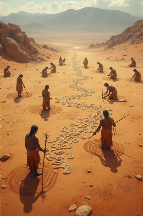 Nazca people drawing nazca lines in peru in 200 ad