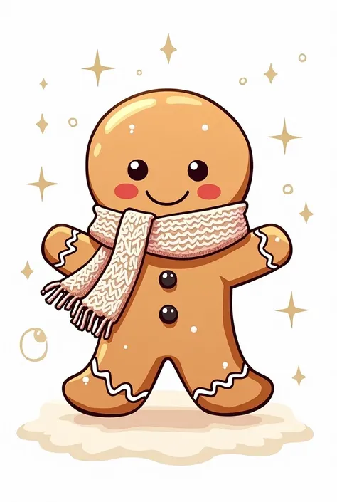 A coloring page of a Christmas cookie with a scarf for s