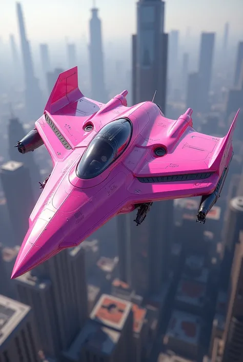 Unique aircraft in the future looks like reality color pink