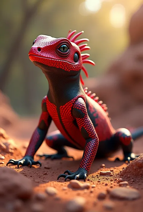 I would like to create an animation of a red and black lizard