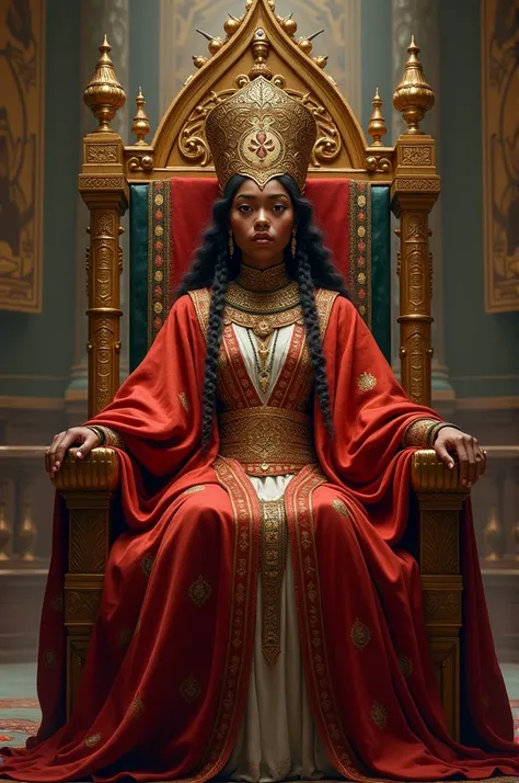 Can you illusrate Queen Tayitu of ethiopia on her throne