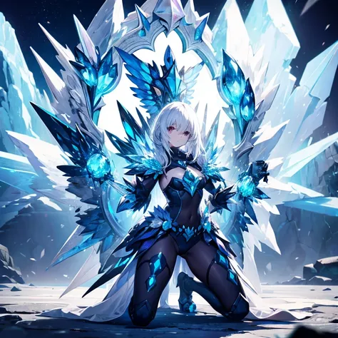 crystal monster crystal big shield　pose on one knee