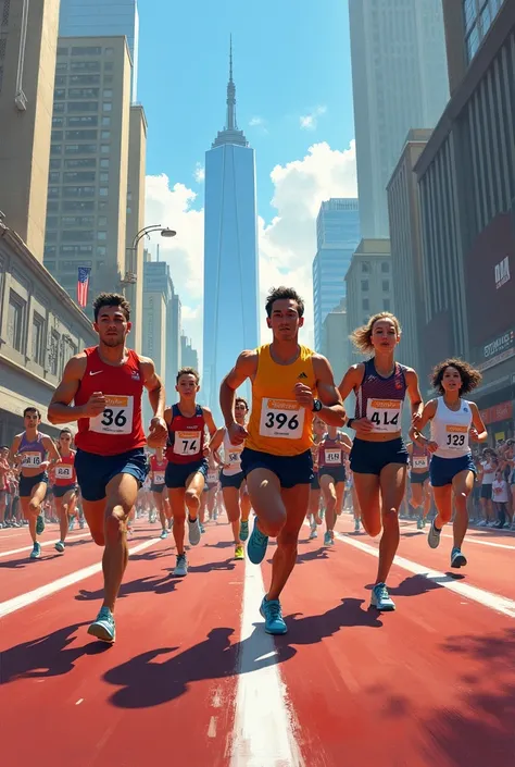 People running in a marathon