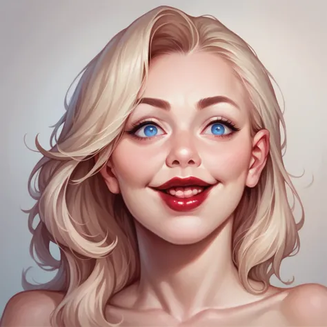 detailed woman face looking at the camera, blue eyes, hot (((thick red lips))), mouth open with sensuality, correct deformed fingers, photorealistic, sharpened eyes, (((eyes to the camera))) slightly smiling