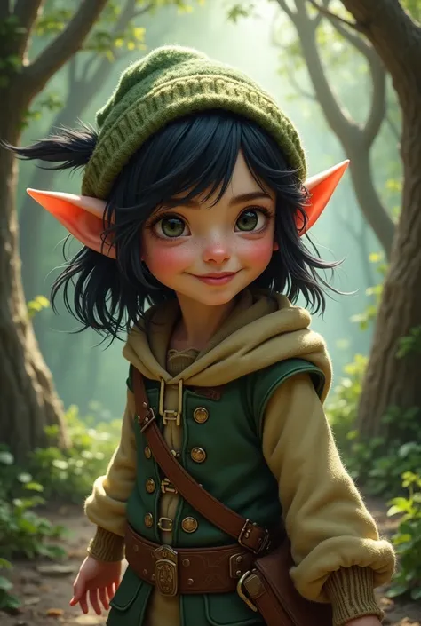 Mischievous elf with mid-length black hair