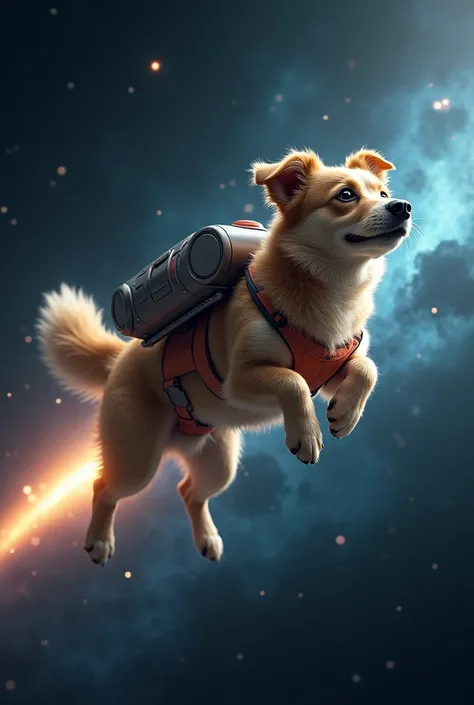 Spawns a dog with a jet pack as it flies through space.