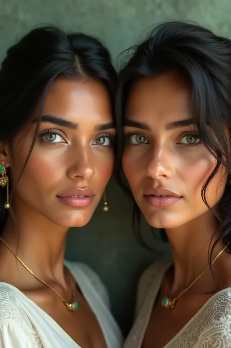 Two beautiful girls with green eyes of Arabian descent but are indian