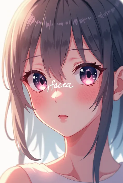 Beautiful anime girl with the inscription Facee 