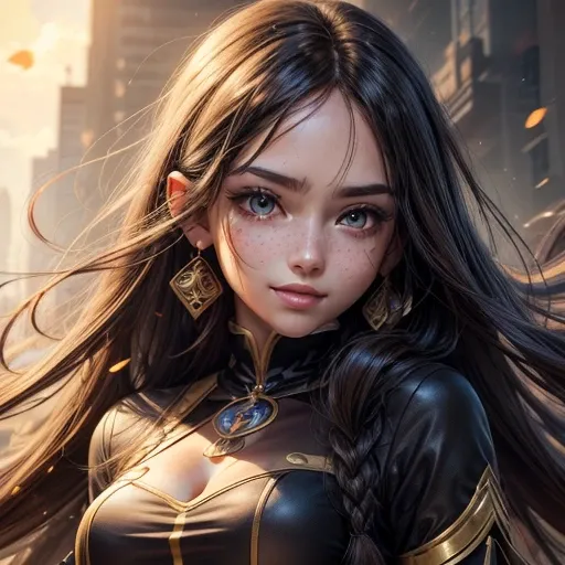 Masterpiece, best quality, {best quality}, {{masterpiece}}, {highres}, focus, anime style, a closeup of a cartoon of a woman, girl design, portrait, giesha, anime image, long hair, black hair, straight eyes, hair covering ears, happy, polished and powerful...