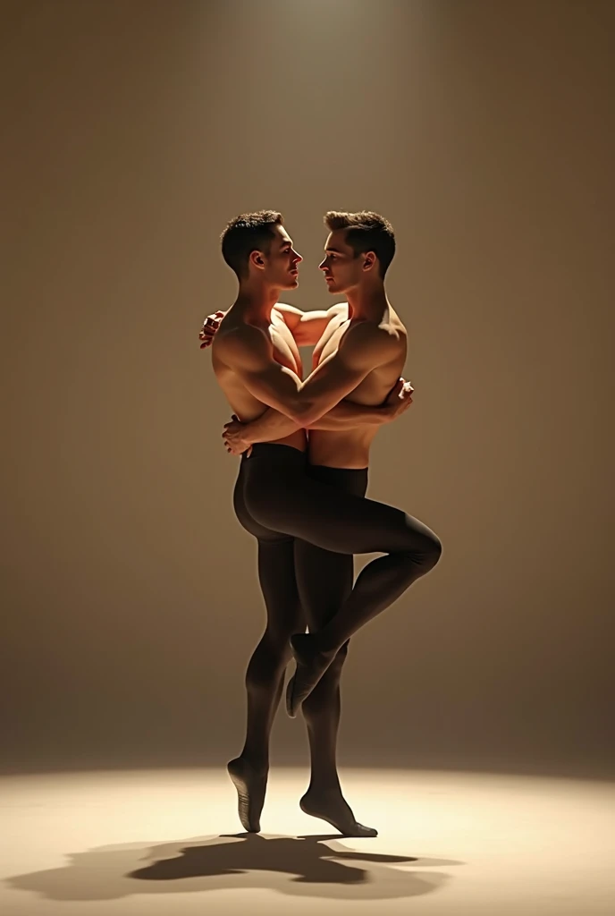 (((empty background, 2 male ballet dancers))), , beautiful eyes, male ballet tights, male crotch bulge, buttocks