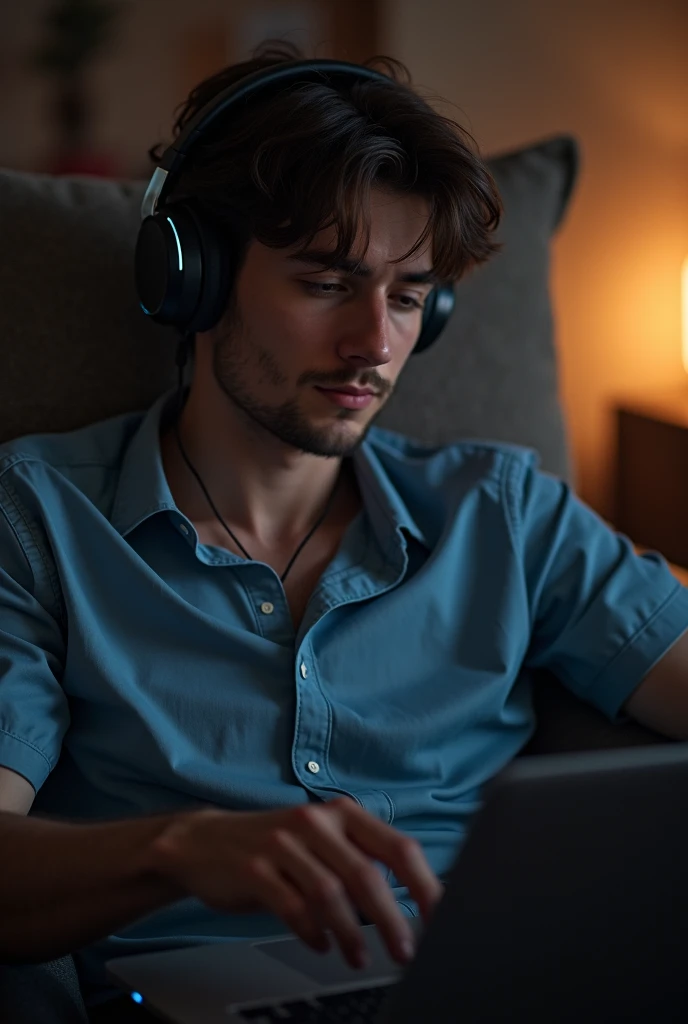 A young man listening to music 