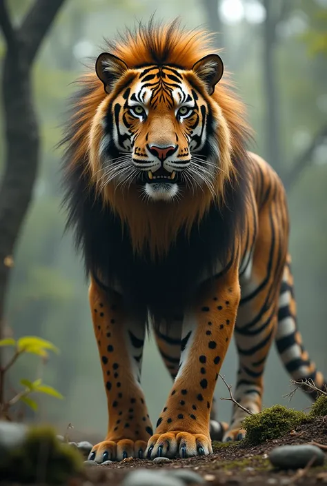 Tiger line lion hair lepord spot mix a one animal