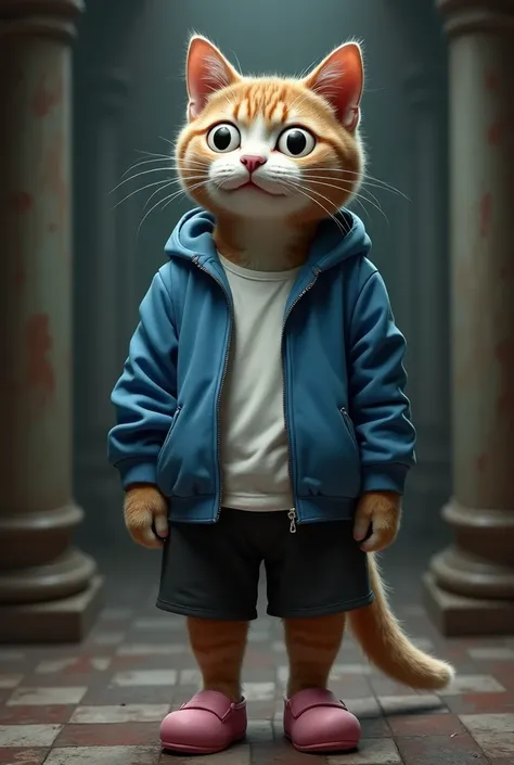 A realistic tabby cat as Sans from undertale