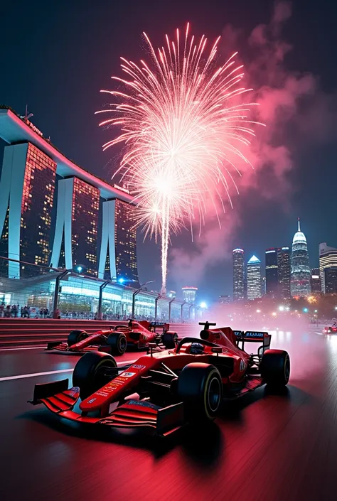 Singapore Grand Prix,F1,McLaren,Night Race,Fireworks in the night sky,Marina Bay
