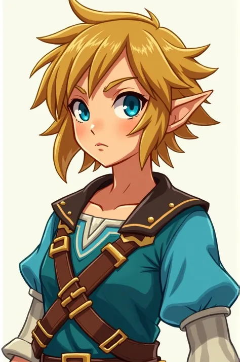 Create an image of Tetra from The Legend of Zelda: The Wind Waker, showing only from the shoulders up. You must have a brave and determined expression, with his characteristic short hair and pirate outfit. The background should be completely white to highl...