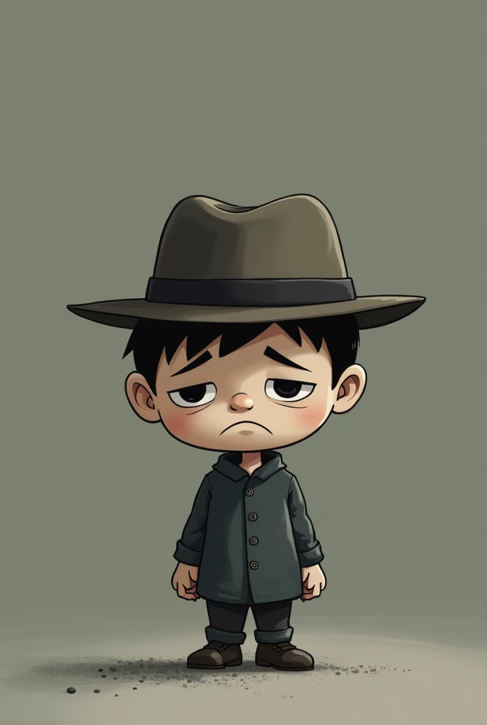 Clarence is a frowning and sad cartoon character who wears a hat to hide his sadness