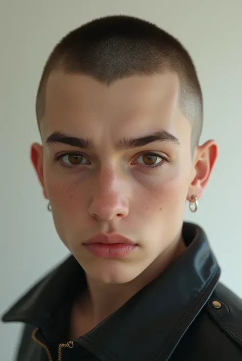 16 yaşında, kahverengi saçlı, buzzcut saç kesimli, bir erkek 
