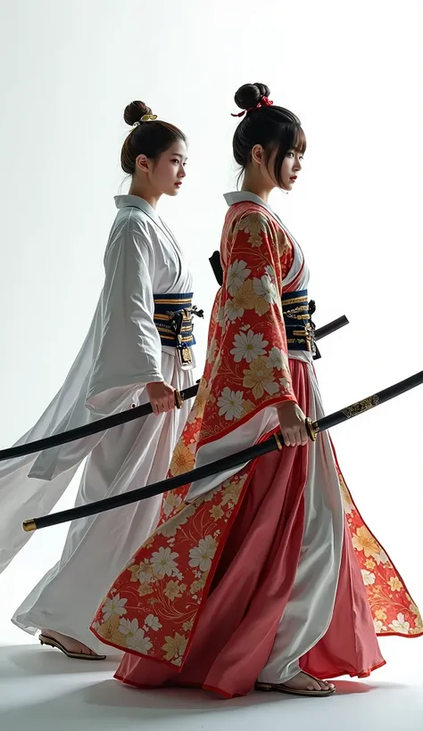 live-action、Real、Beautiful Japanese Women、samurai、White background