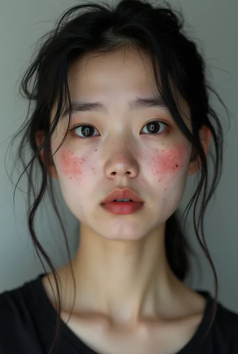 Korean woman with a bad complexion