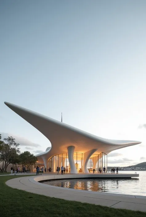 A pavilion in Australia shaped like a sting ray it is a pneumatic structure and is a public space and hence an open pavillion generate concepts