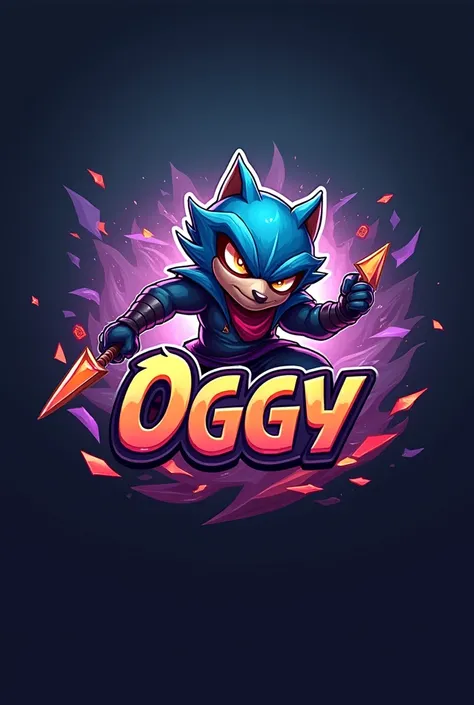 YouTube channel logo with oggy written on it with mlbb gusion for background purpose
