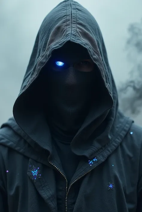 A mysterious and powerful hooded male character。The hood hides most of the face、Because he is looking down a little、Allow only one eye to see。Its eyes are『I see everything』To give the impression that、Dark blue or grey with a slight glow、Emphasize strength ...