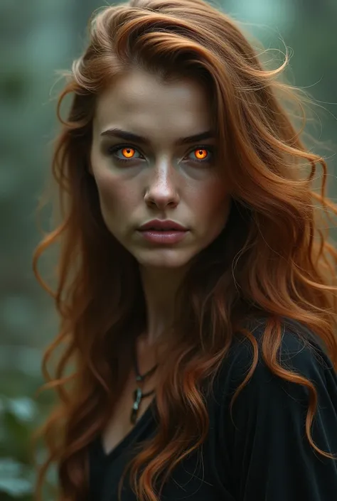 Woman with caramel hair and wolf eyes