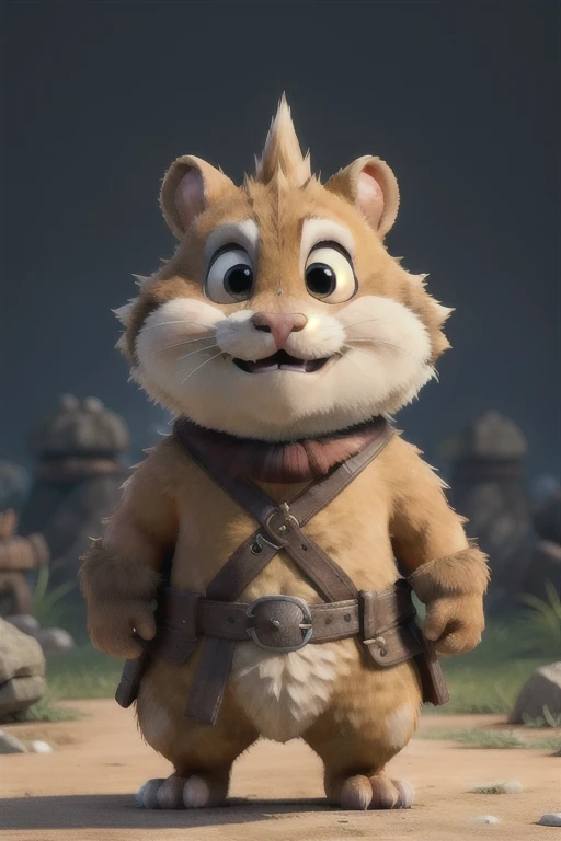 Create a fierce, hamster warrior who has honed their fighting skills through intense training. Give them a distinctive appearance, such as a rare coat color or a unique weapon or armor. Develop a compelling backstory that explains their motivation for figh...