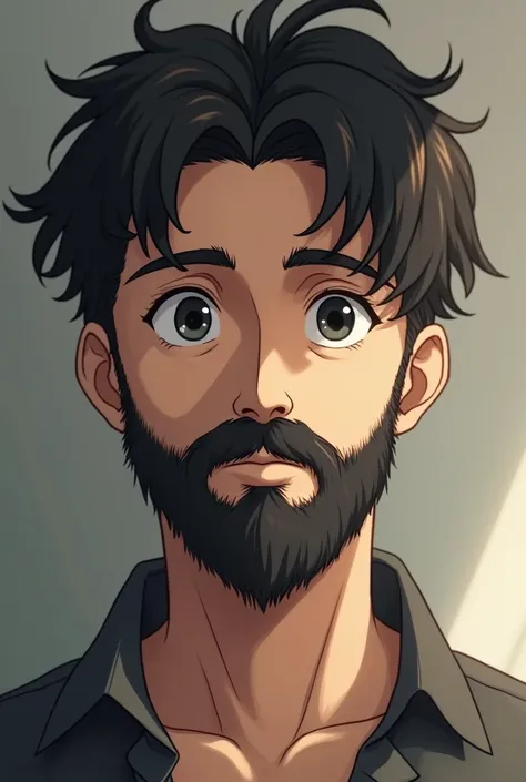 Boy with beard in anime but look lile real