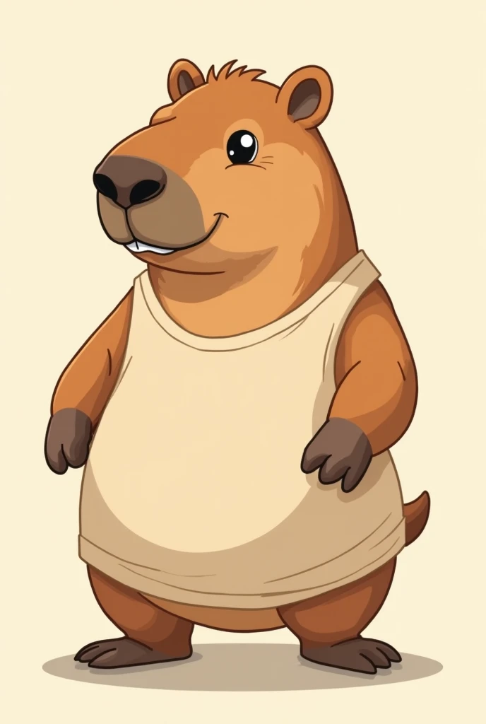 create t-shirt design with male capybara wearing tank top