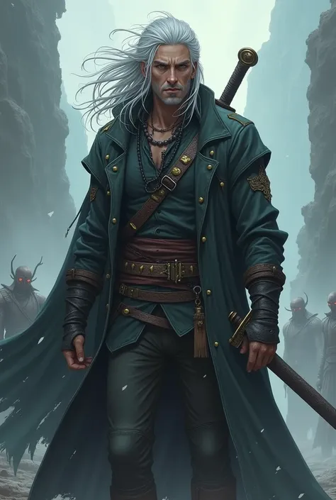 Create an anime character inspired by Geralt of Rivia and Shanks 